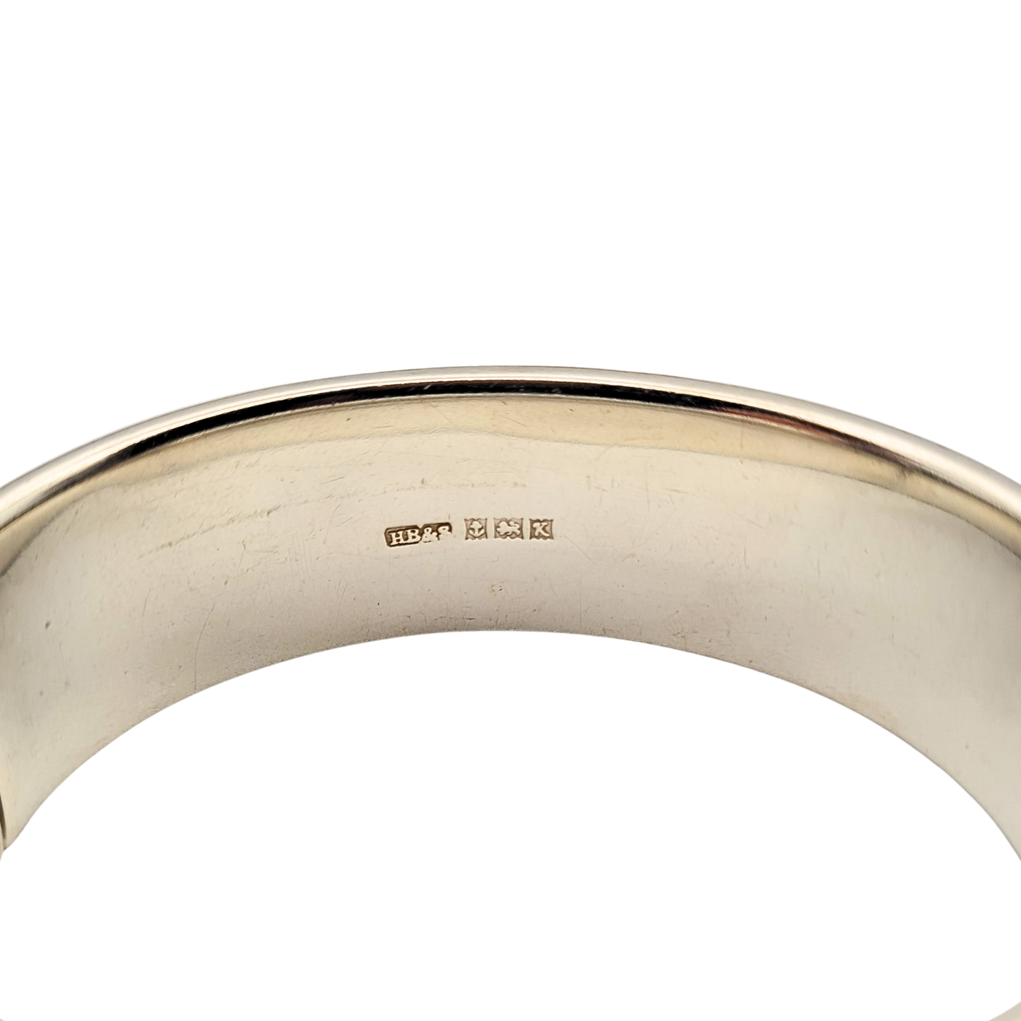 6 1/2" Silver Floral Bangle, Birmingham 1984, Wide Opening Bangle
