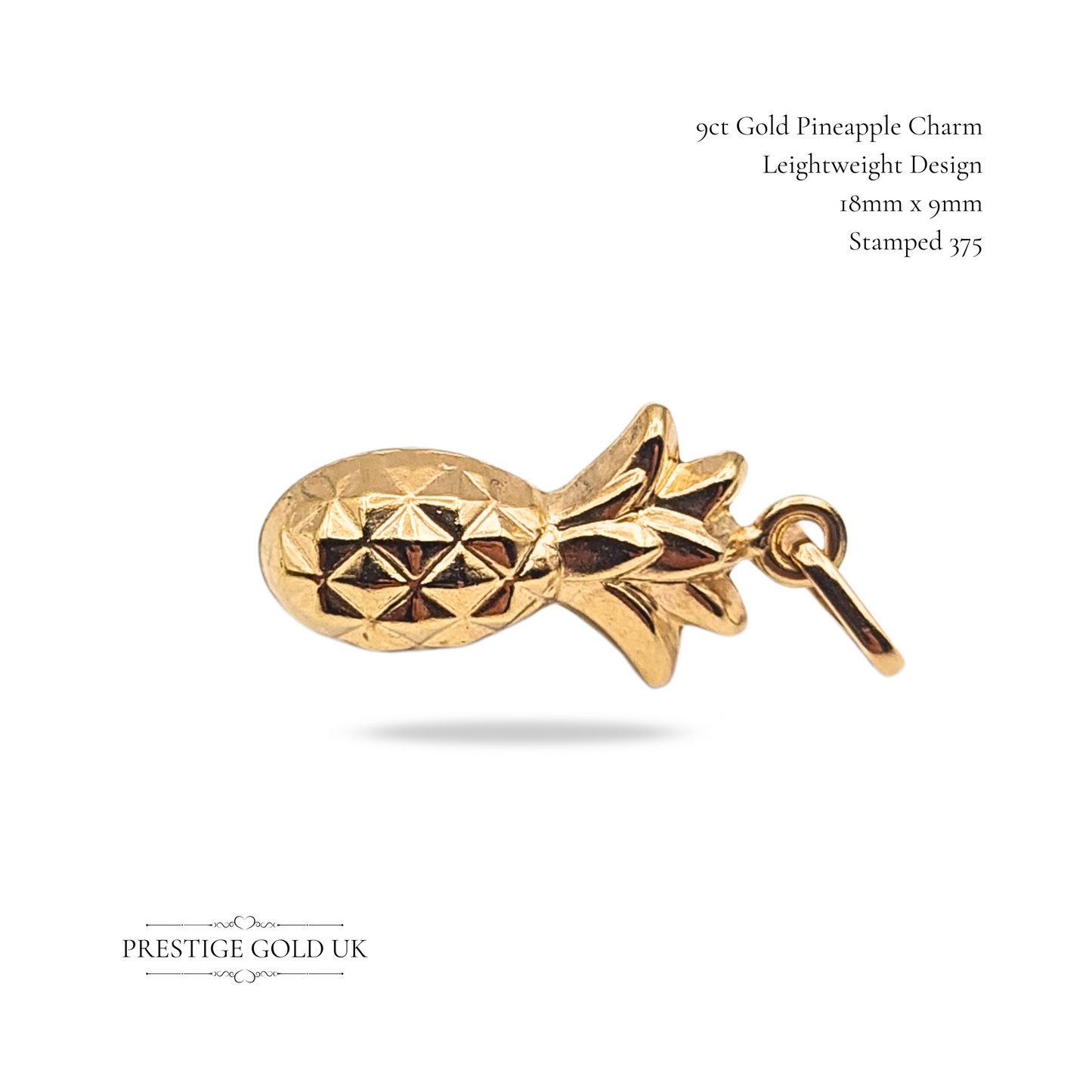 Tiny 9ct Gold Pineapple Charm - Small 9ct Gold Pineapple Charm