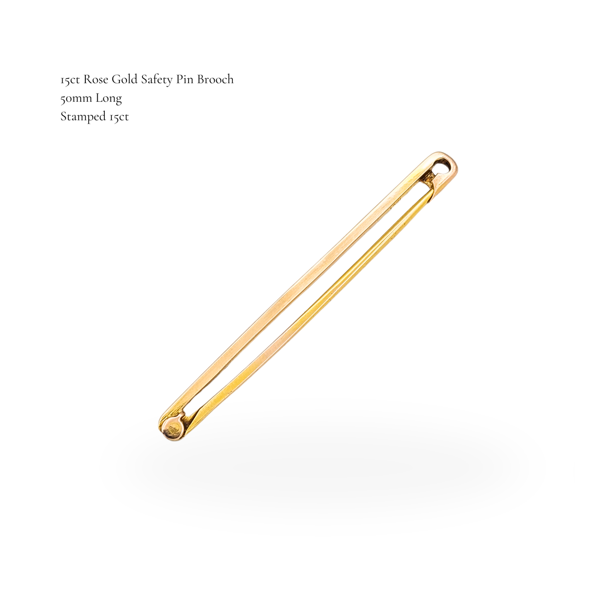 Large Antique 15ct Rose Gold Safety Pin,  Stamped 15ct