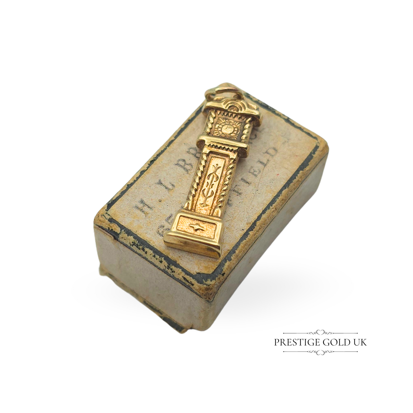 Vintage 9ct Gold Grandfather Clock Charm, Hallmarked Birmingham 1972