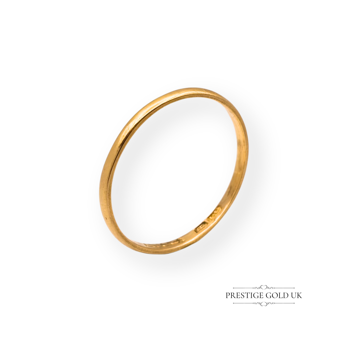 22ct Thin Gold Wedding Band, Hallmarked Crown 22, UK U 1/2 - US 10 1/4