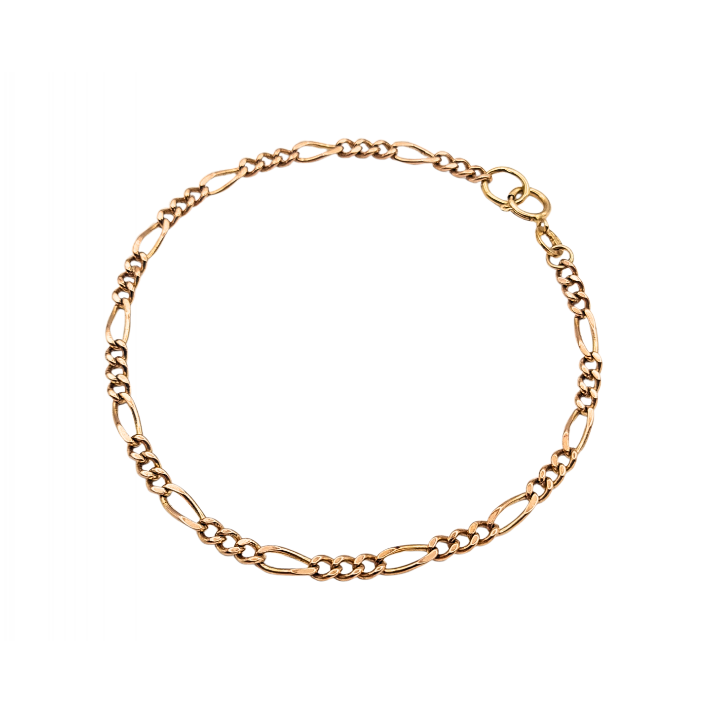 6 3/4 Rose Gold Figaro Bracelet,  18cm, Fully Hallmarked