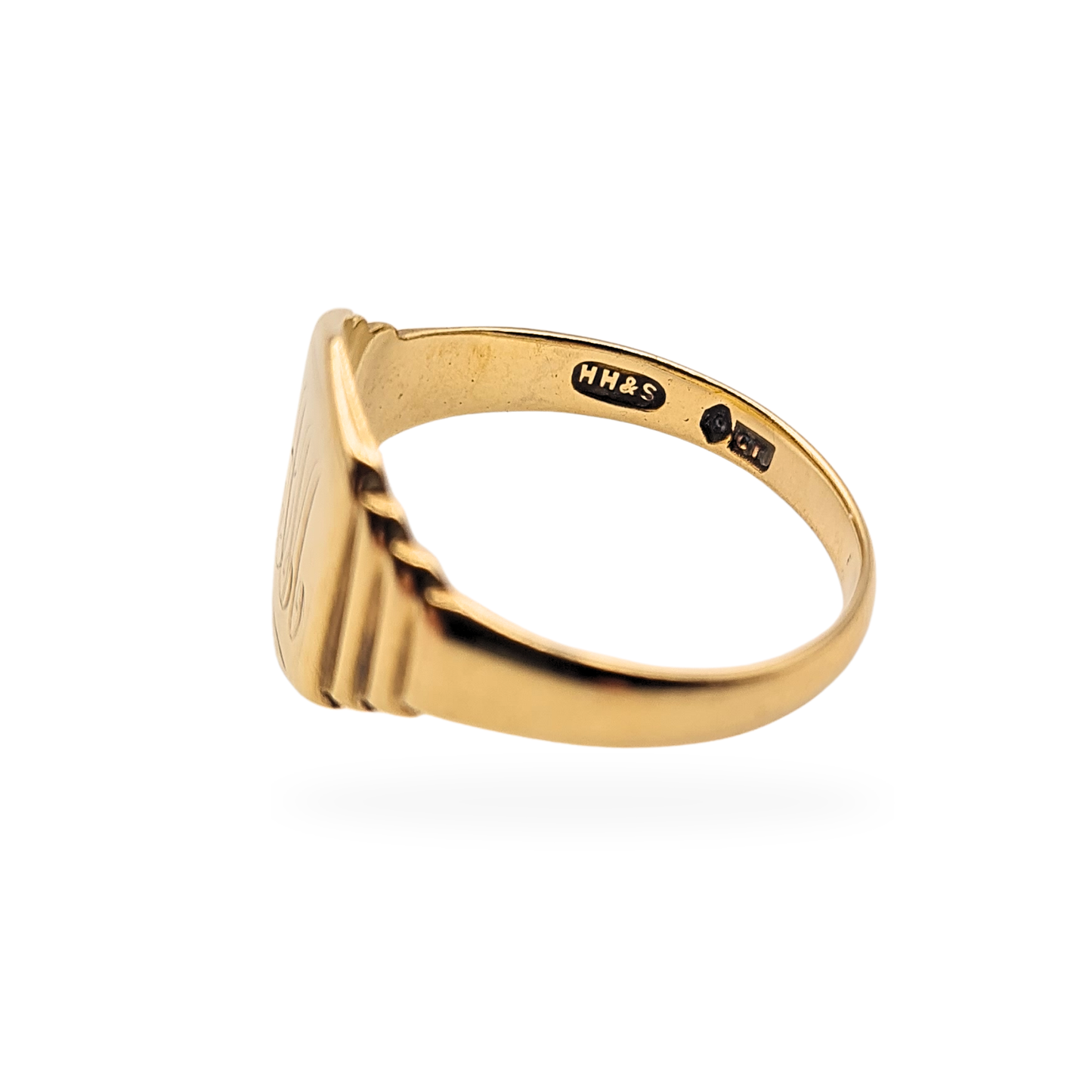 Large 9ct Gold Engraved Signet Ring UK Q US 8 1/4