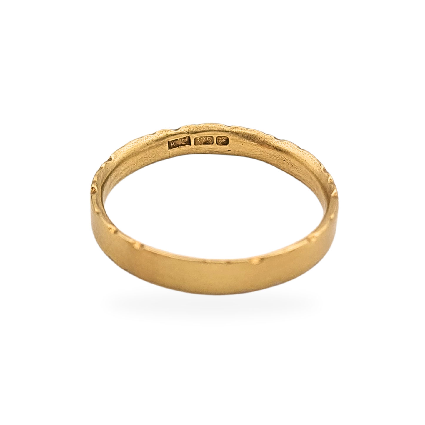 9ct Brushed Gold Diamond Ring,  UK O 1/2, Hallmarked
