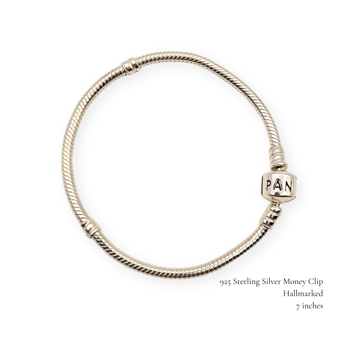 Pandora 925 Silver Snake Chain Bracelet, 7in, Hallmarked, 14.5g