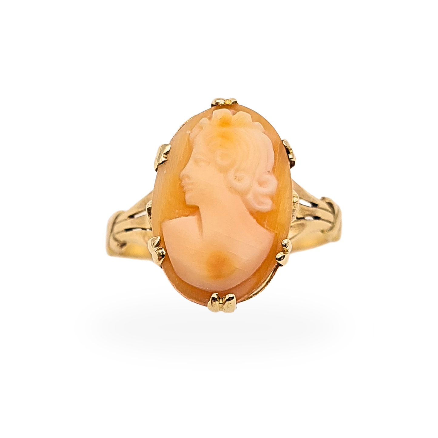 9ct Gold Vintage Cameo Ring Oval Shell Cameo UK R US 8.5
