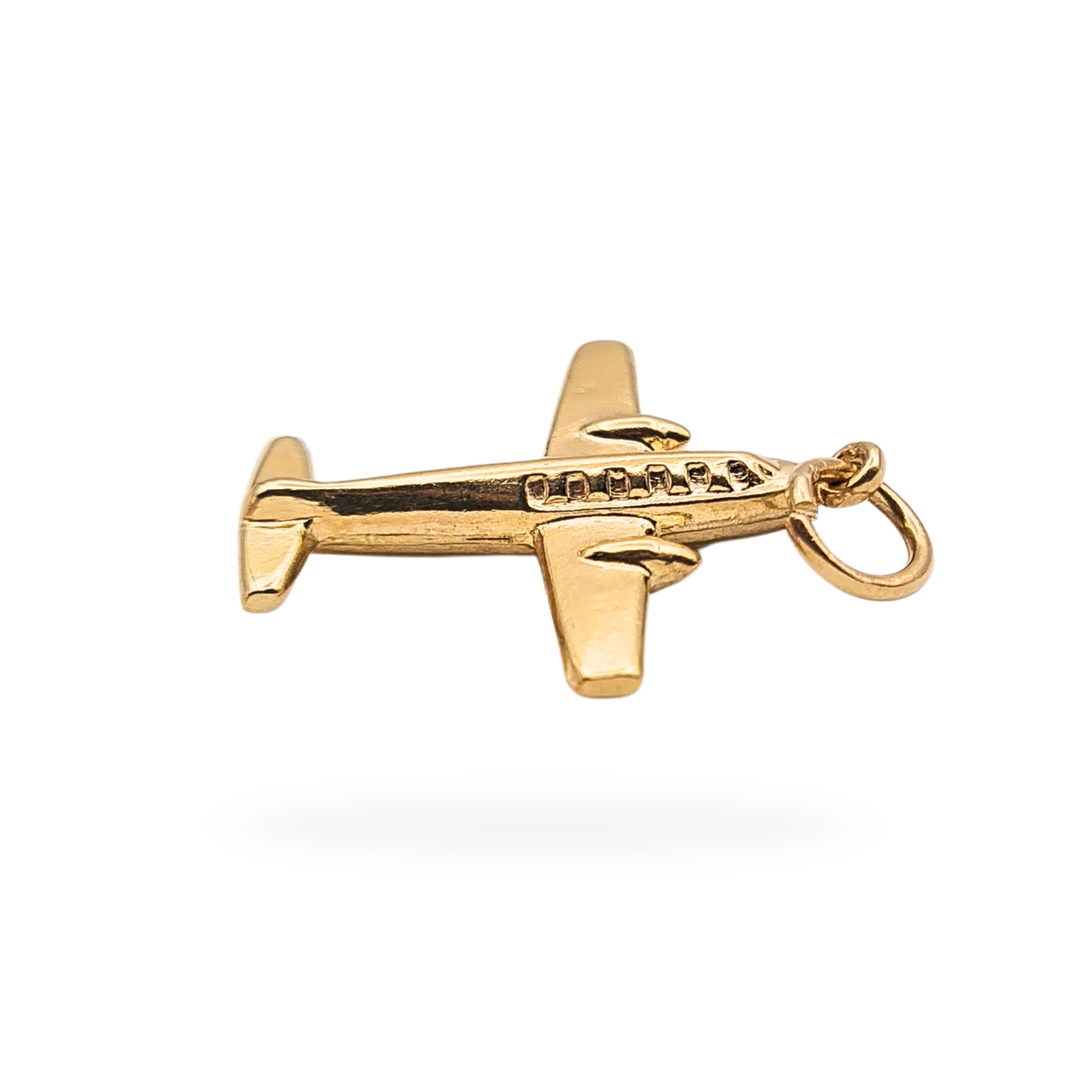 Small 9ct Gold Aircraft Charm, Fully Hallmarked, Aeroplane Pendant