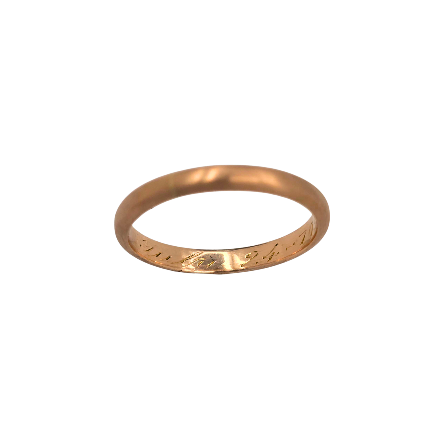 18ct  Matt Rose Gold Wedding Band Ring Engraved 24 July 1950 UK I½ US4¾