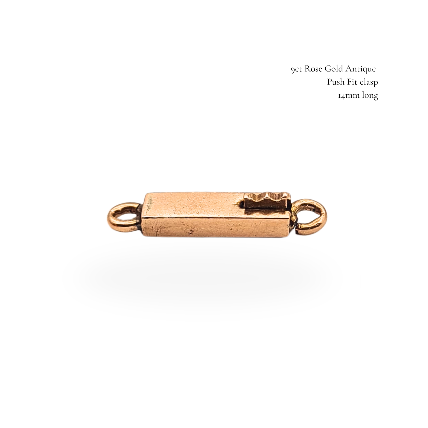 Antique 9ct Rose Gold Push Fit Box Clasp 14mm Necklace Bracelet Finding