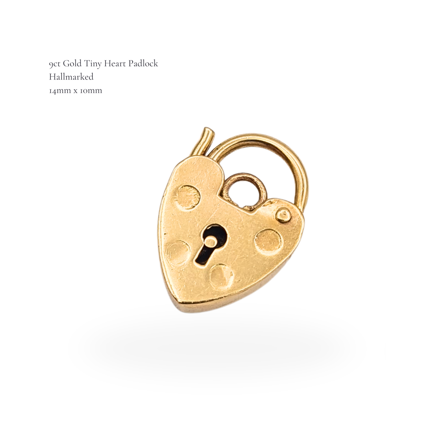 Tiny 9ct Gold Heart Padlock Charm Hallmarked Yellow Gold Pendant Clasp