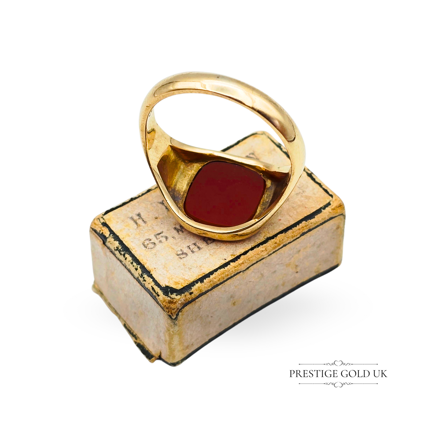 9ct Gold Blank Sardonyx Signet Ring, London 1964 Hallmarked, UK S 1/2,  US 9 1/4