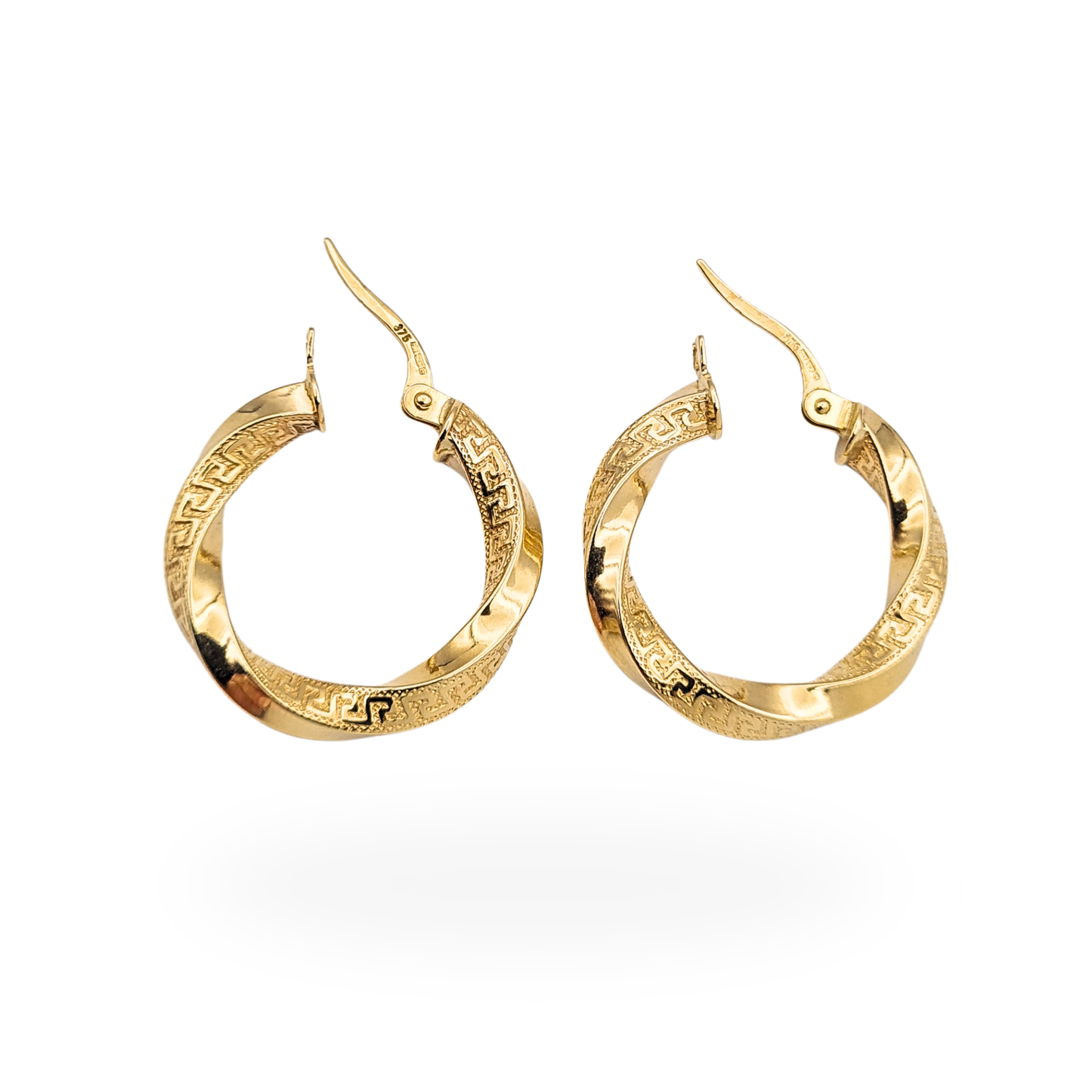 9ct Gold Twist Hoop Earrings 22mm Fully Hallmarked