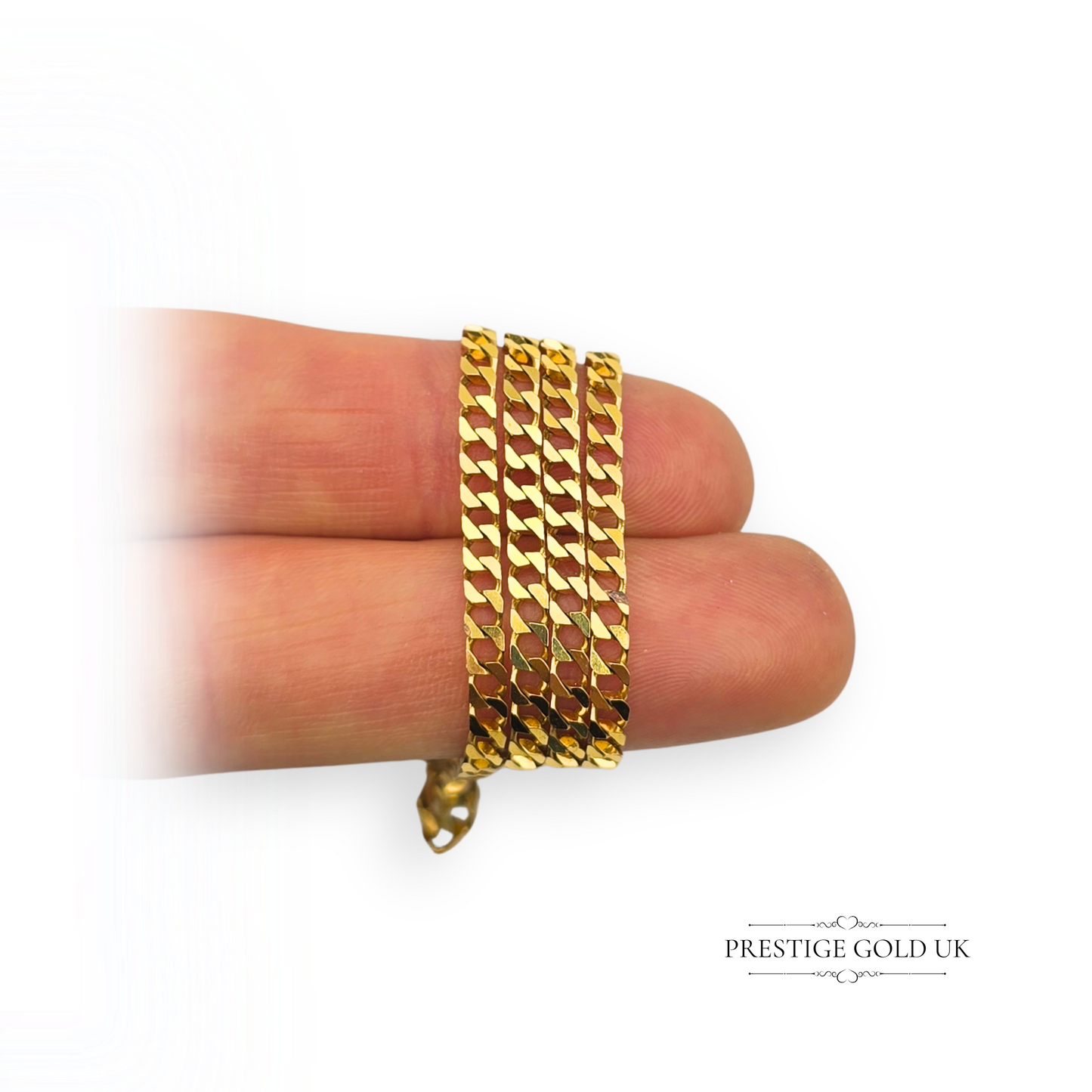 9ct Solid Gold Curb Chain Necklace, Fully Hallmarked, 18" Long, 3mm Wide
