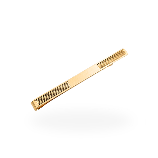 Vintage 9ct yellow gold textured tie slide, Birmingham hallmarked 1988, measuring 50mm long.