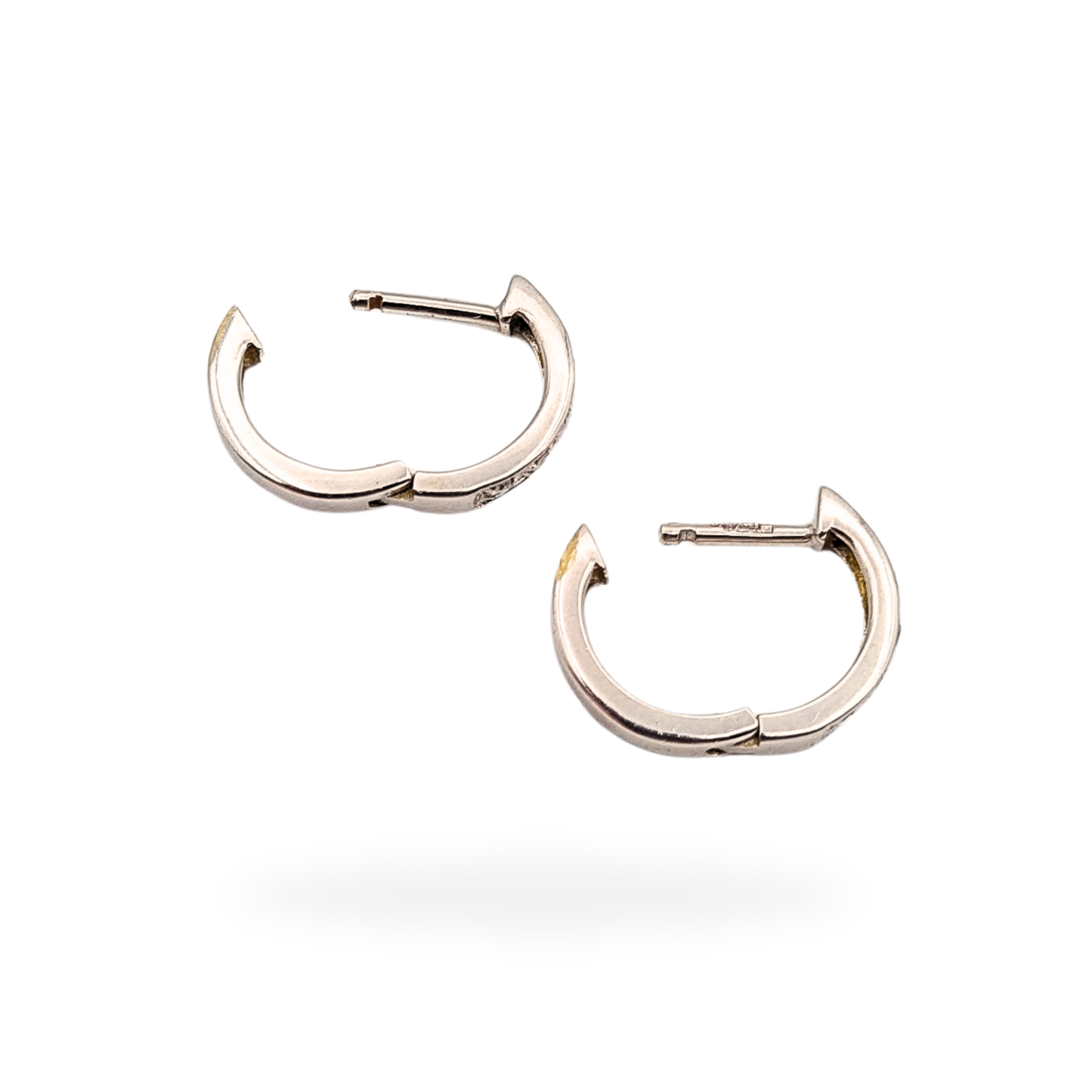 Tiny 9ct White Gold Diamond Huggie Hoop Earrings Fully Hallmarked