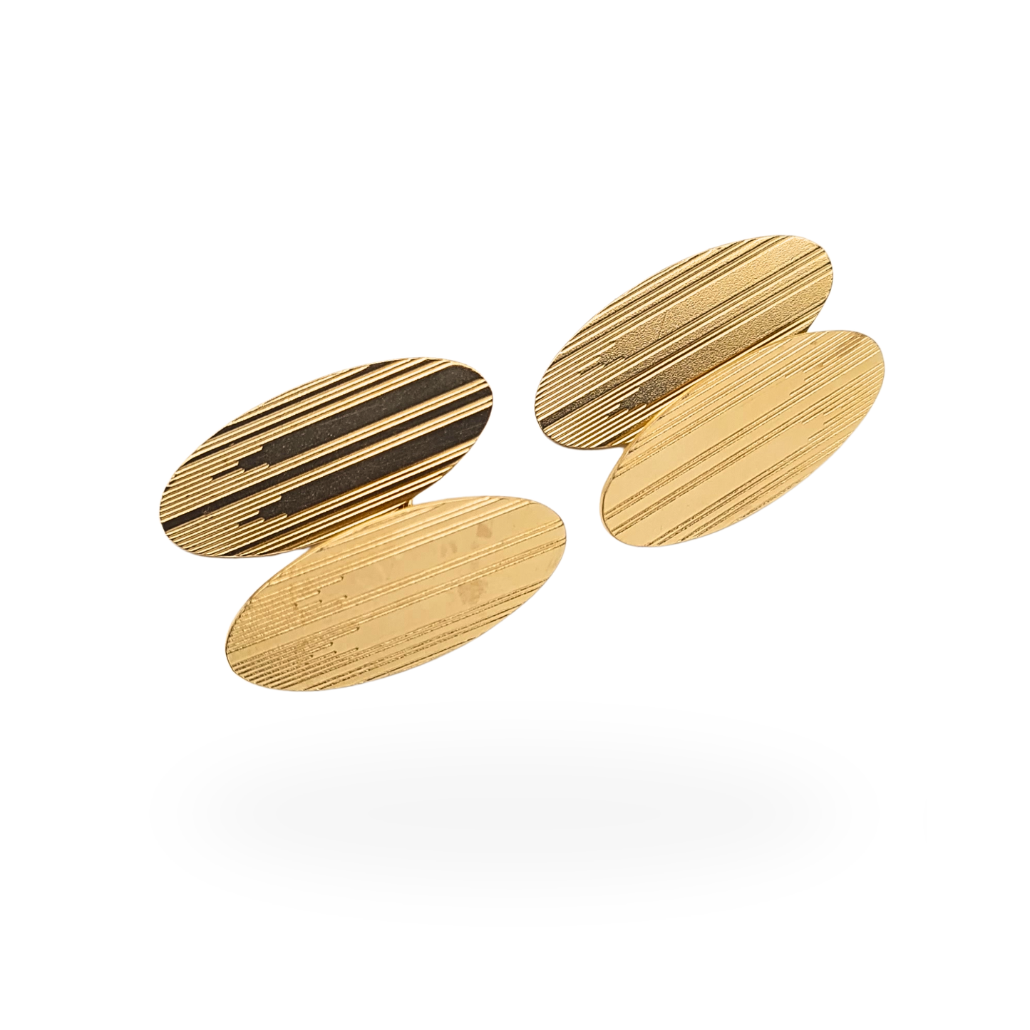 Solid 9ct Gold Oval Cufflinks B&S Birmingham Hallmarked Engraved
