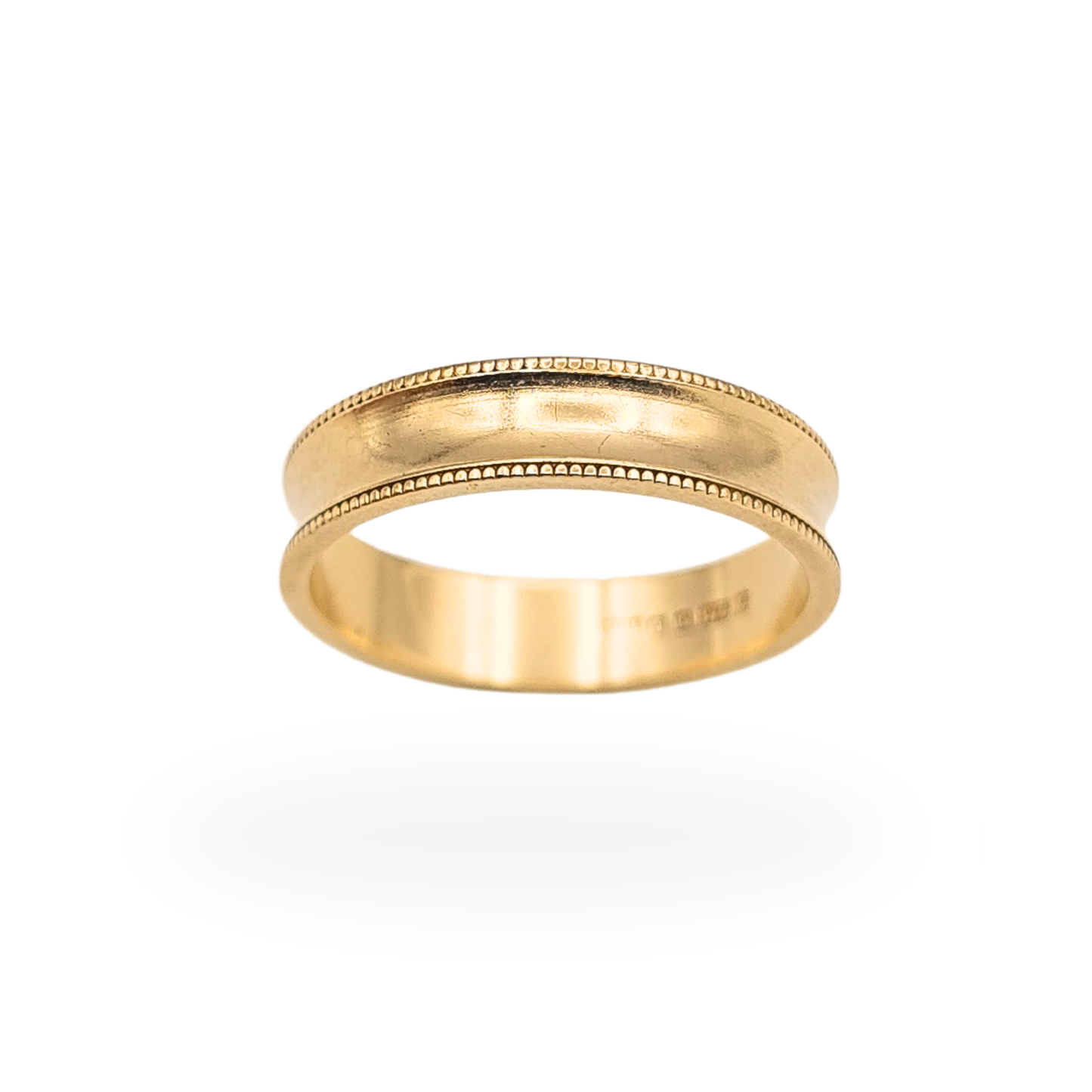 9ct Gold Dished Bead Edge Wedding Ring Hallmarked 1992 UK K US 5.25
