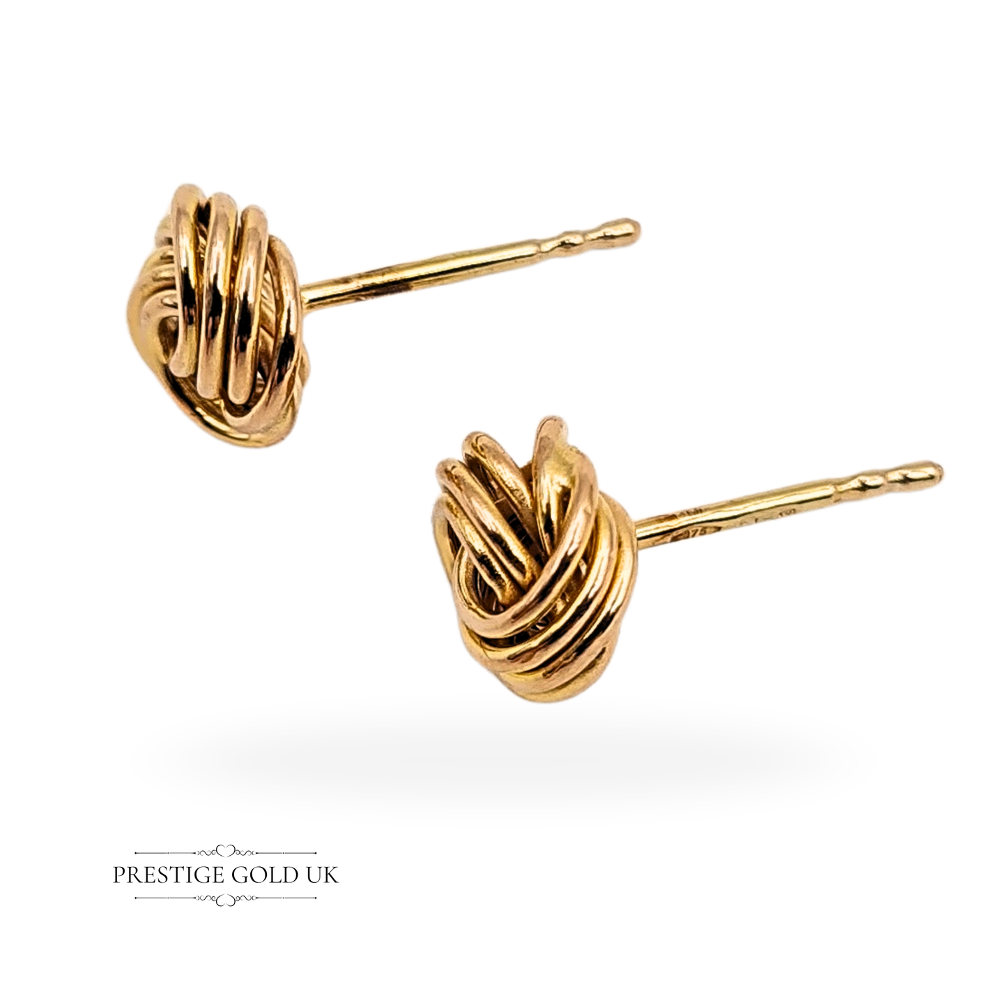 9ct Gold Knot Stud Earrings, Vintage Woolmark Knot Earrings With Butterfly Backs
