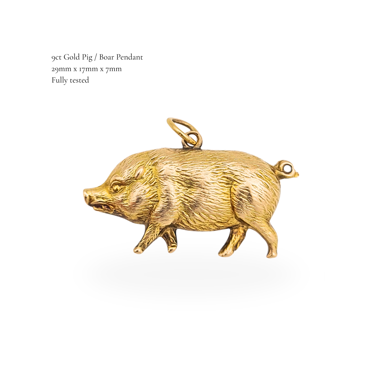 Large 9ct Gold Pig Boar Charm Pendant Hollow Moving Rattle Animal Charm