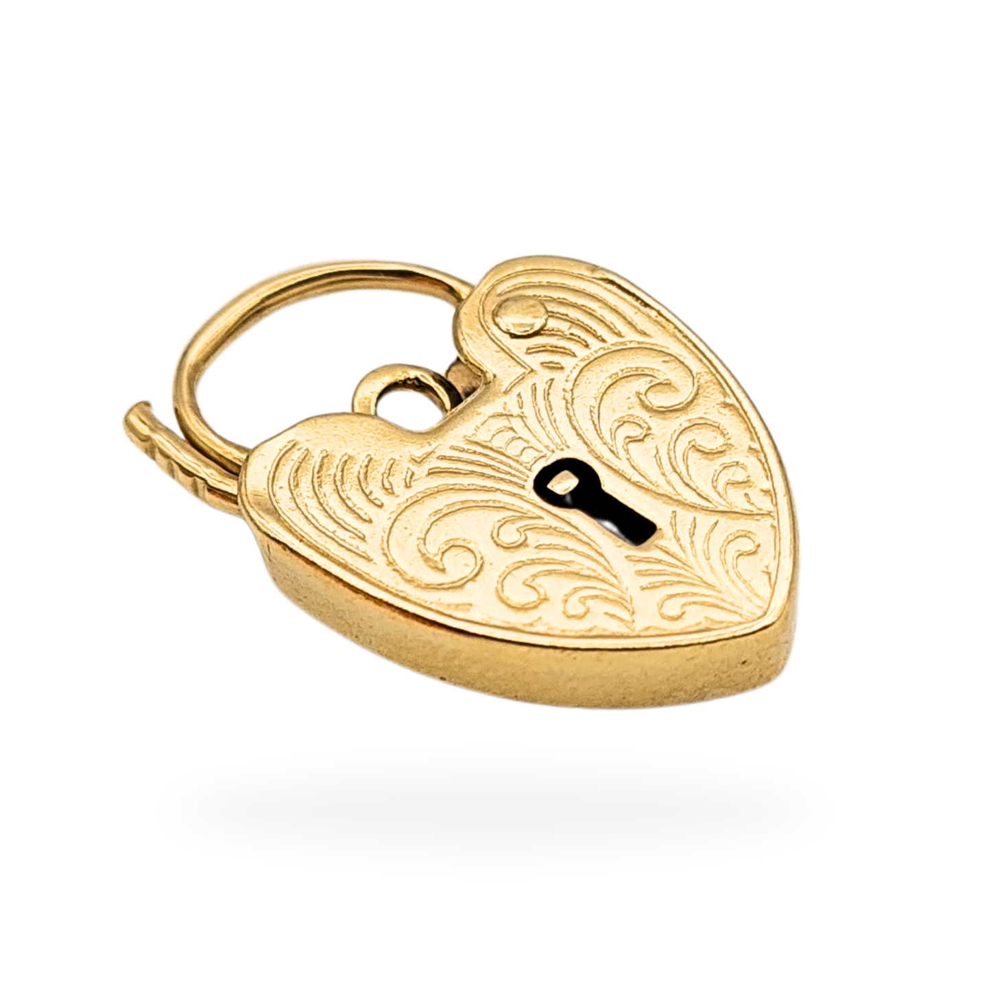 9ct Gold Engraved Heart Padlock, London 1977