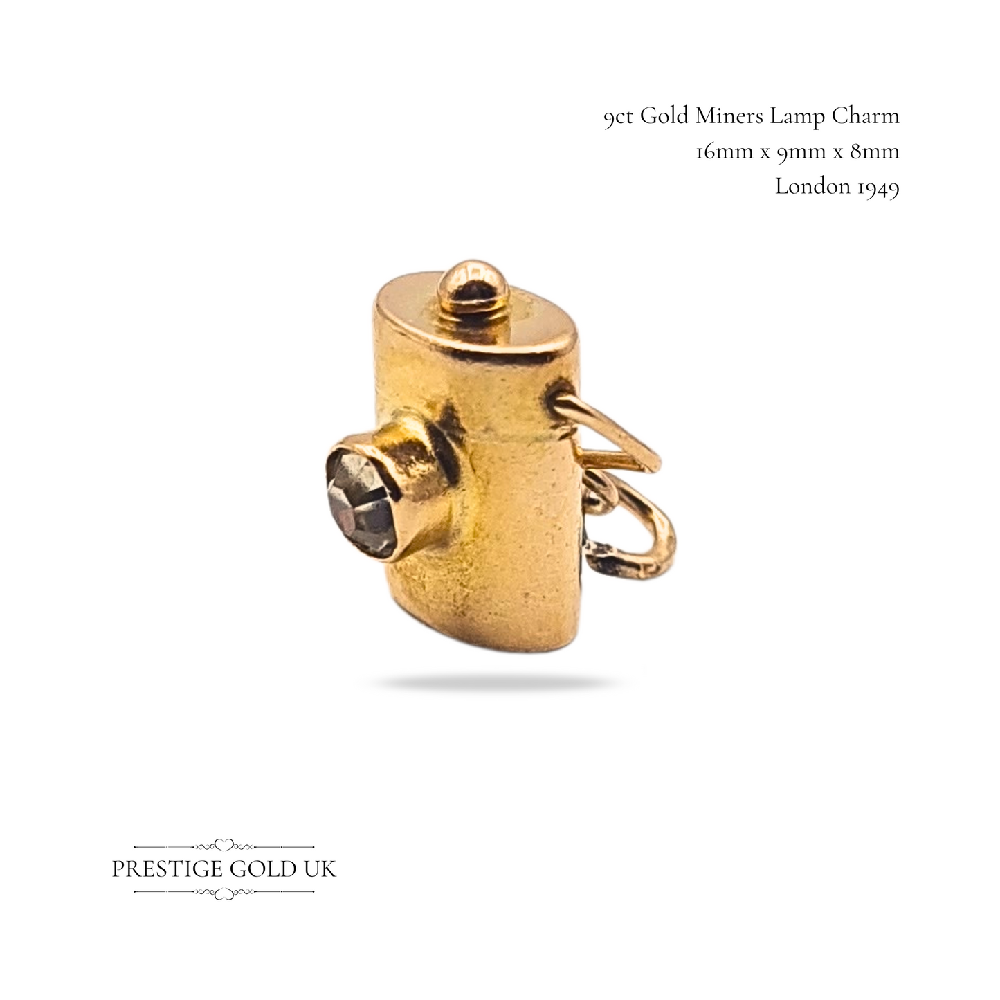 9ct Gold Style Miners Lamp Charm, Vintage Miners or Train Safety Lamp