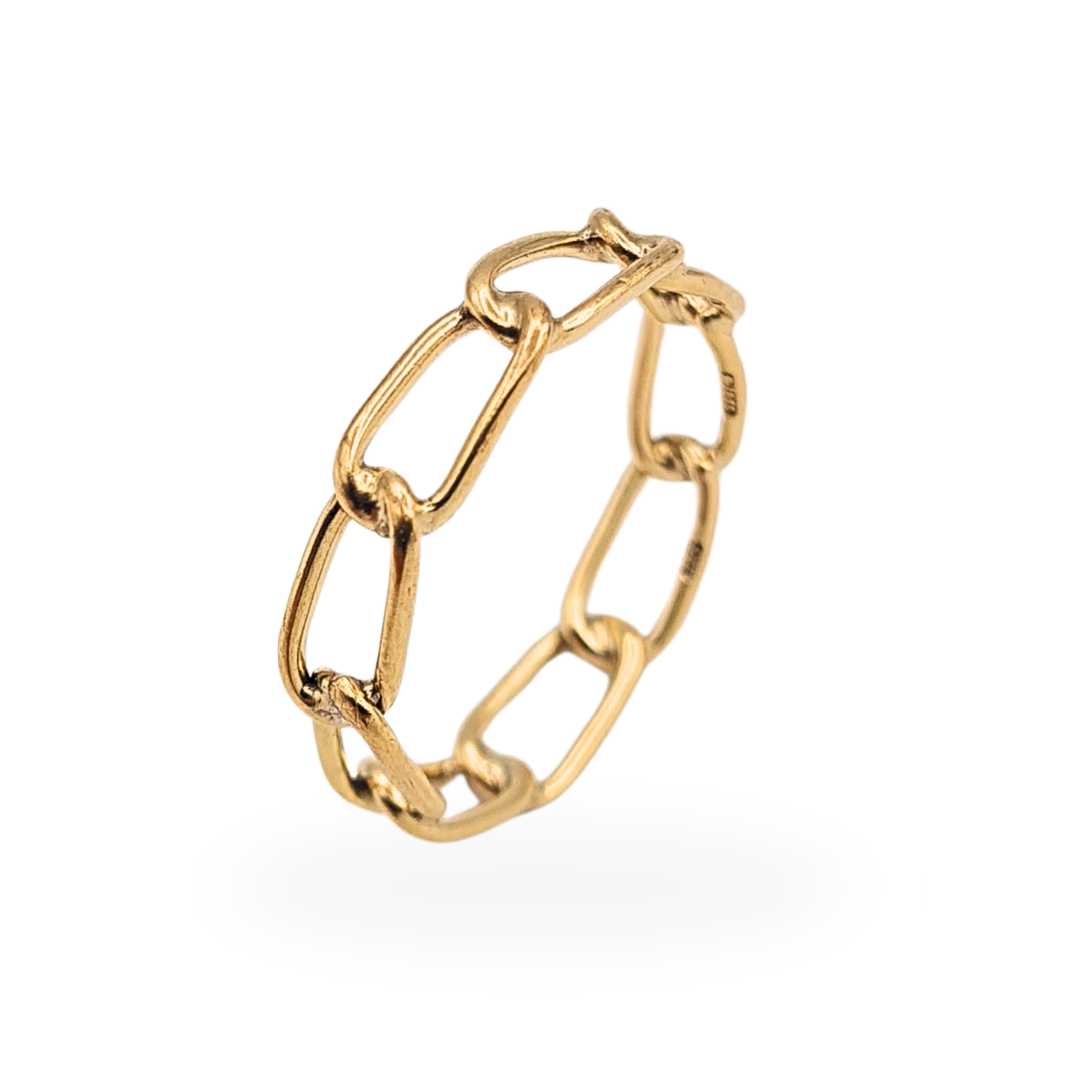 9ct gold delicate chain link ring Birmingham hallmarked 4.5mm