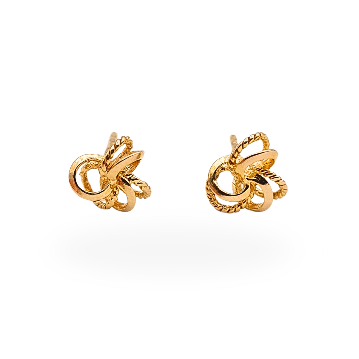 Delicate 9ct Gold Twist Knot Stud Earrings, Textured Woolmark British Hallmarked