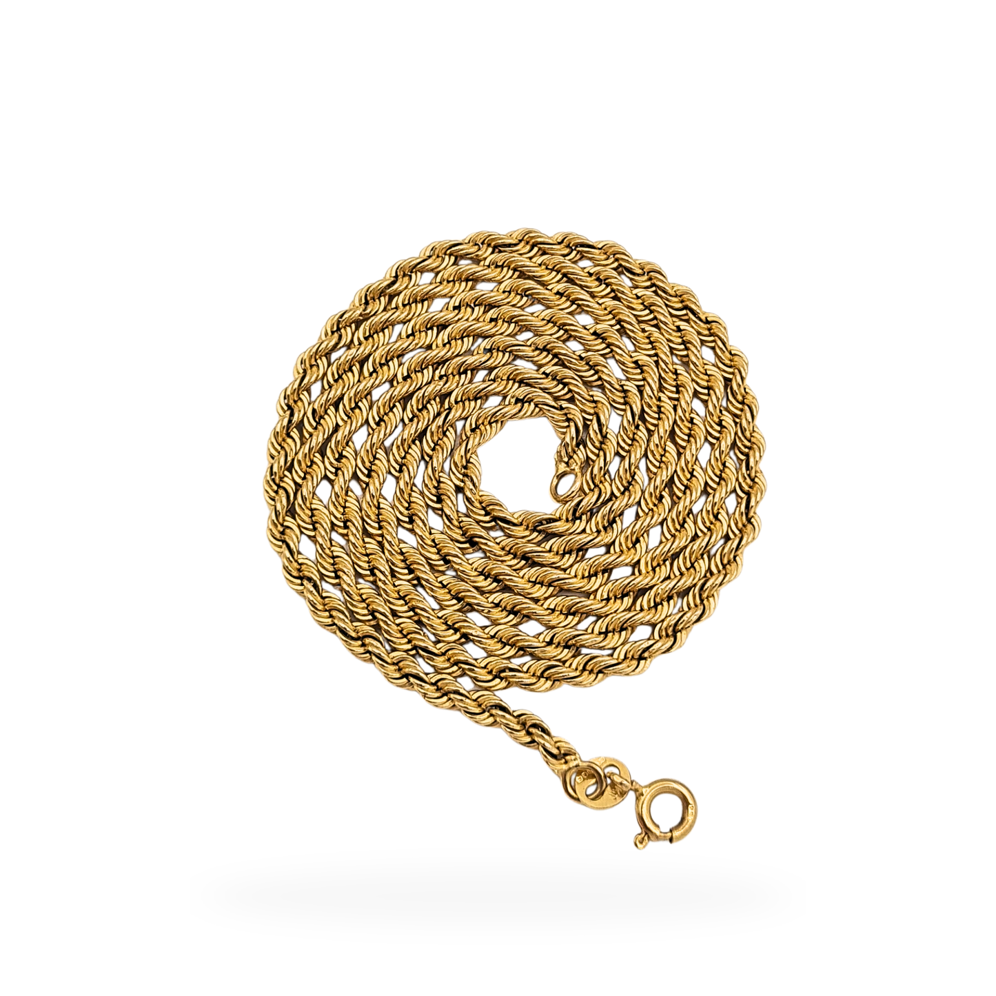 22 1/2" Long Gold Twist Rope Necklace,  Classic Delicate  Chain.