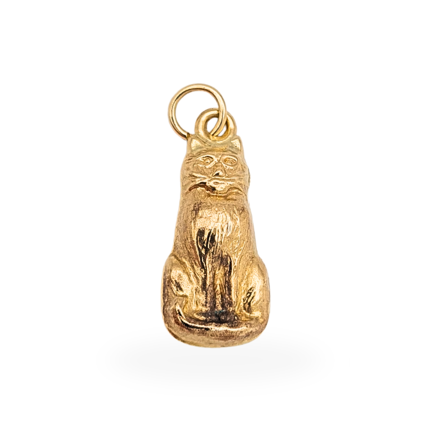 9ct Gold Cat Charm Vintage 1981 Hallmarked Small Sitting Cat Pendant