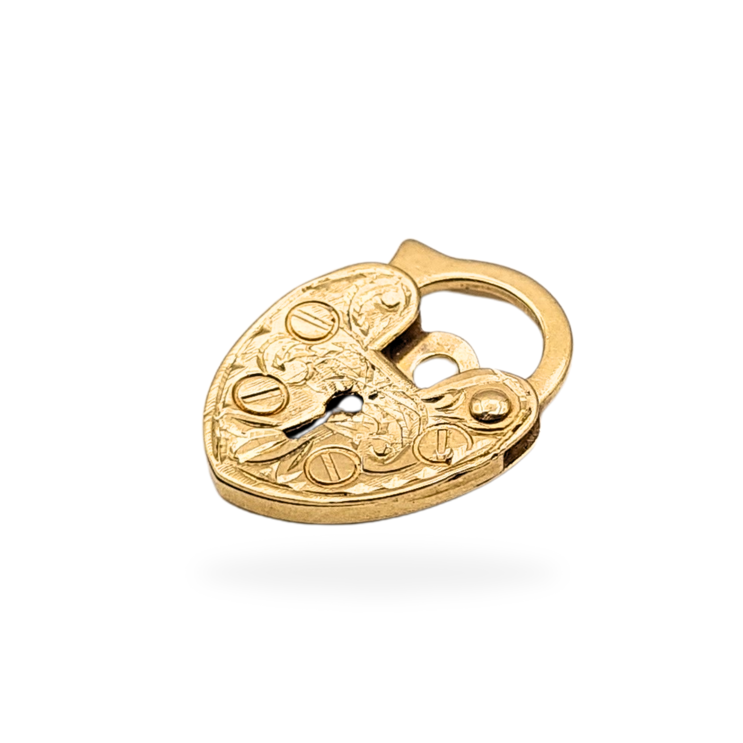 Clearance Item 9ct Gold Heart Padlock, London 1989, Hand Engraved