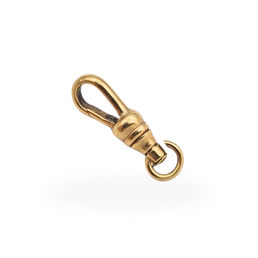Small vintage 9ct yellow gold swivel dog clip clasp, fully tested gold jewellery finding measuring 19mm long.