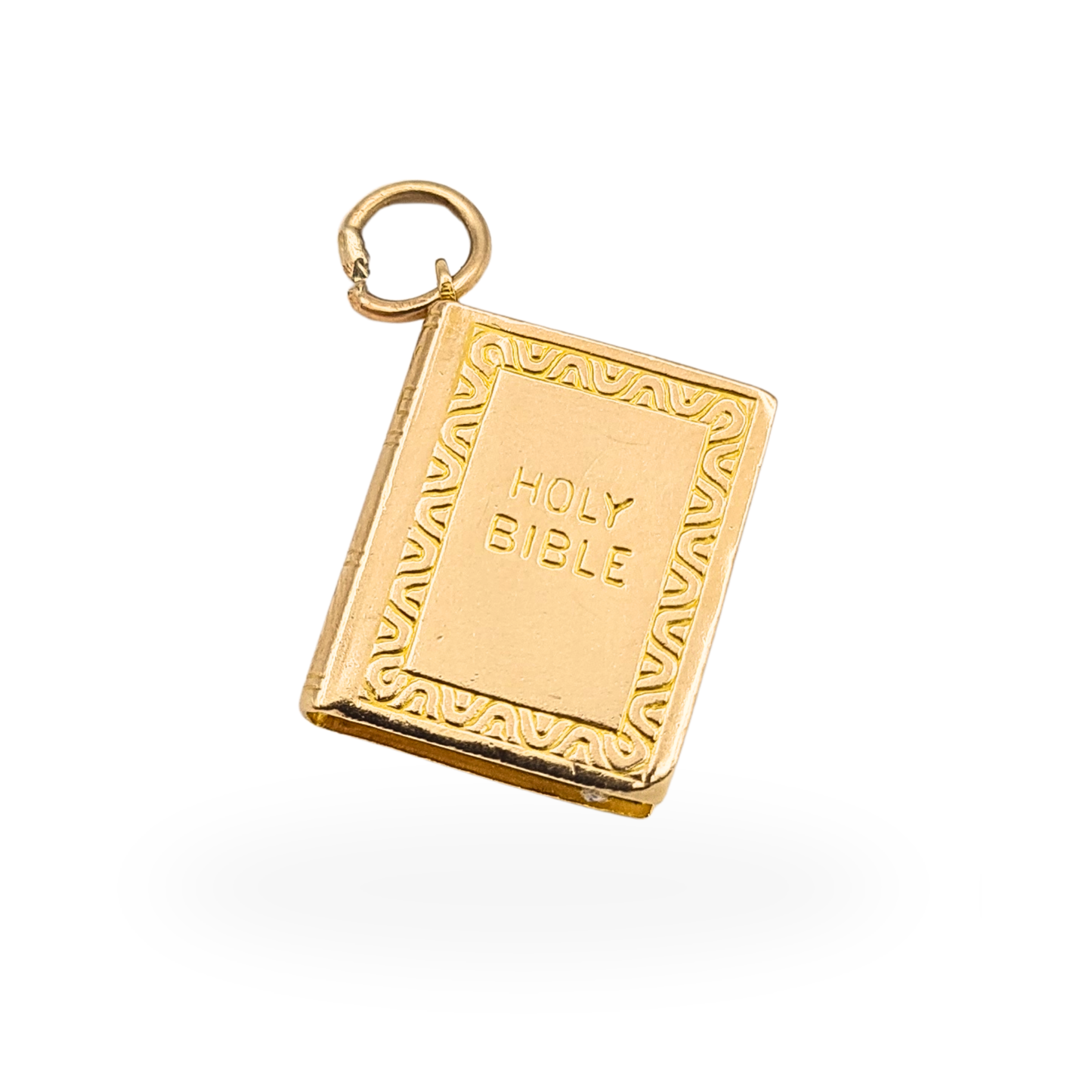 Vintage 9ct Gold Holy Bible Book Charm Pendant Birmingham Hallmark 1975