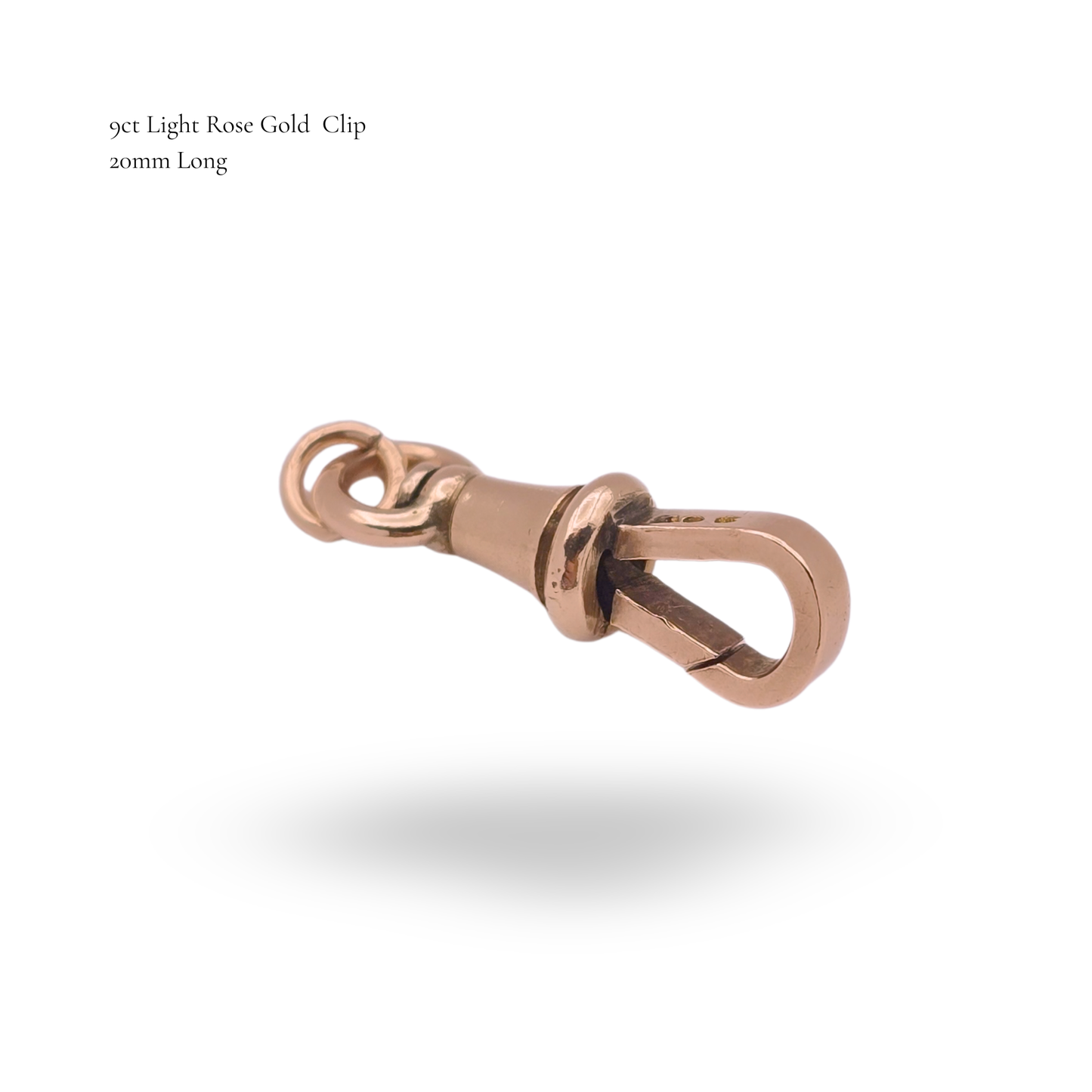 9ct Light Tone Rose Gold Dog Clip Clasp, Antique Albert Chain Connector