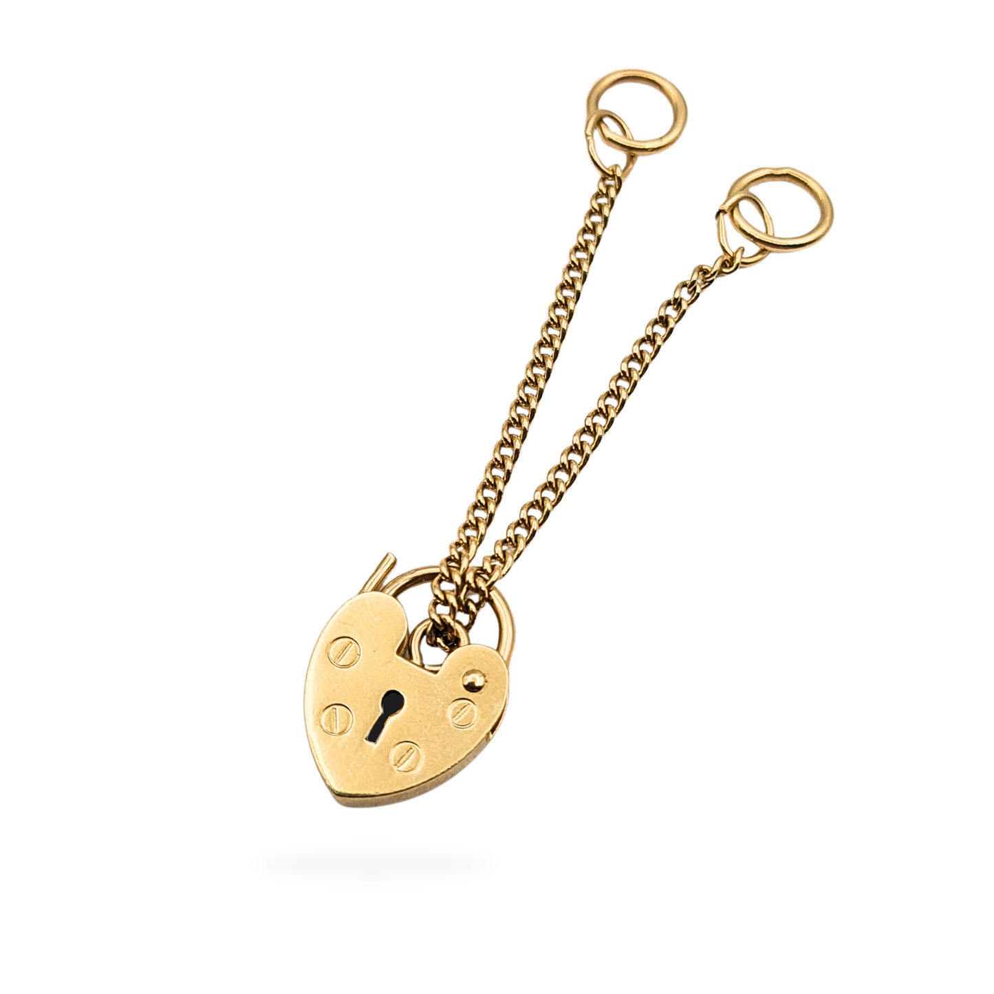 Small 9ct Gold Heart Padlock, Tested 375, Safety Chain