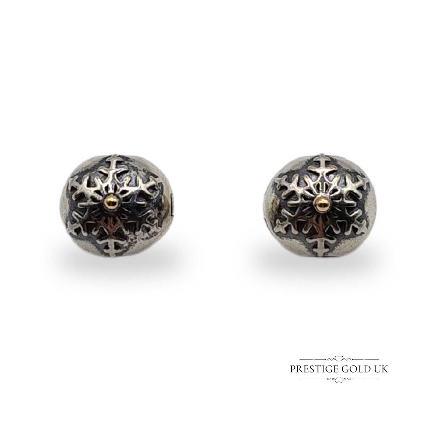 Pair of Pandora Silver Winter Wonderland Snowflake Charms 14k Gold ALE 791232