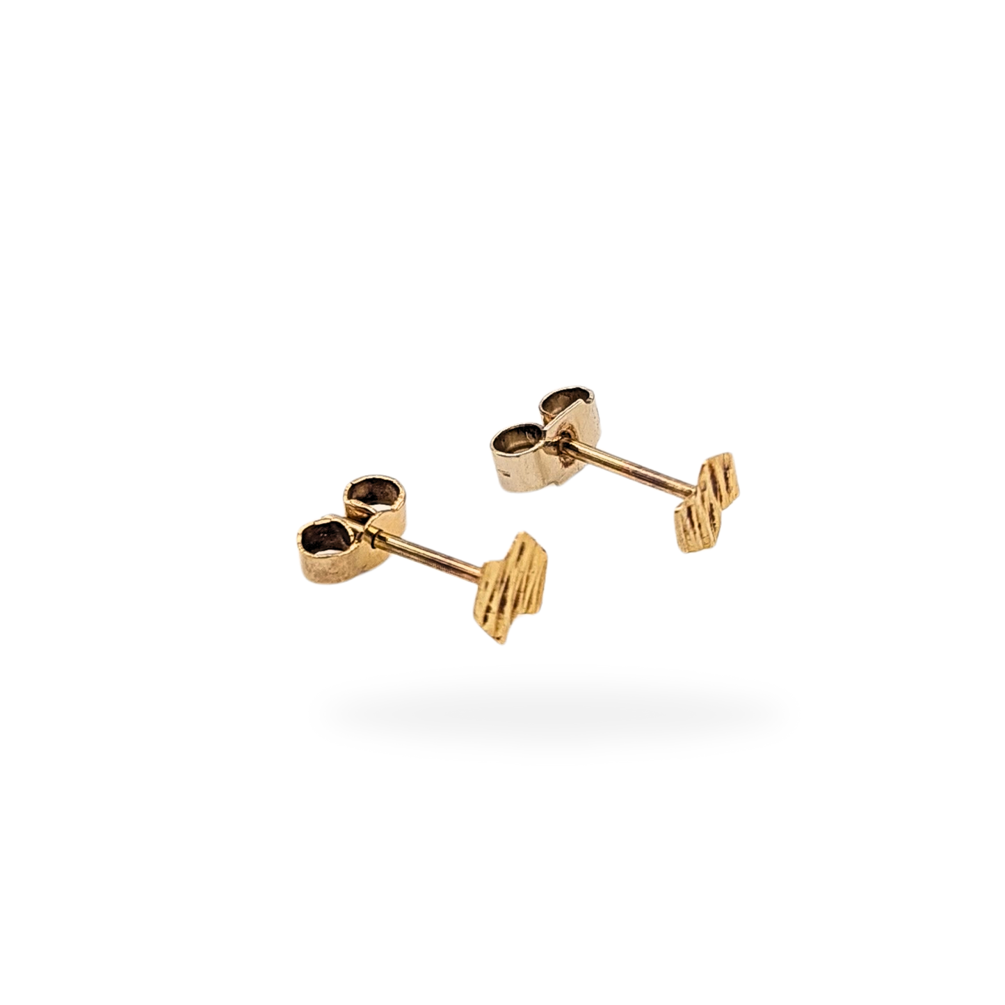 9ct Gold Brutalist Stud Earrings, 4mm, Small Earrings