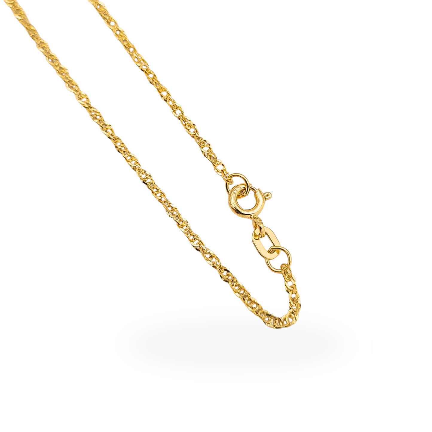 18" 9ct Gold Singapore Necklace 1.5mm wide 46cm long
