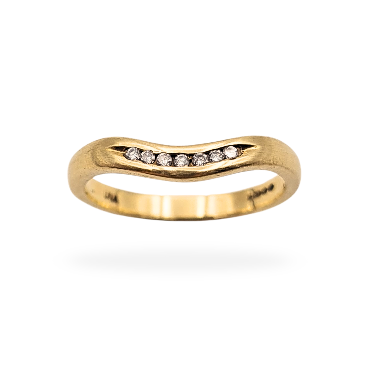 9ct Gold Diamond Set Wishbone Ring, UK M 1/2 US 6 1/2