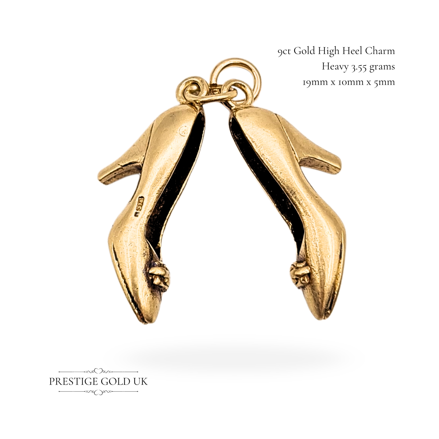 Quality 9ct Gold High Heel Shoes Charm, Large Heavy Vintage Stiletto Shoe Charm