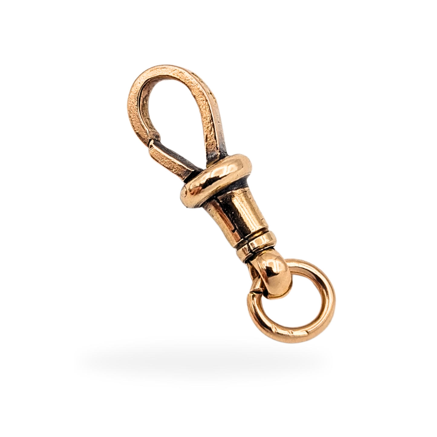 9ct Small Rose Gold Albert Dog Clip, Antique, Square Section