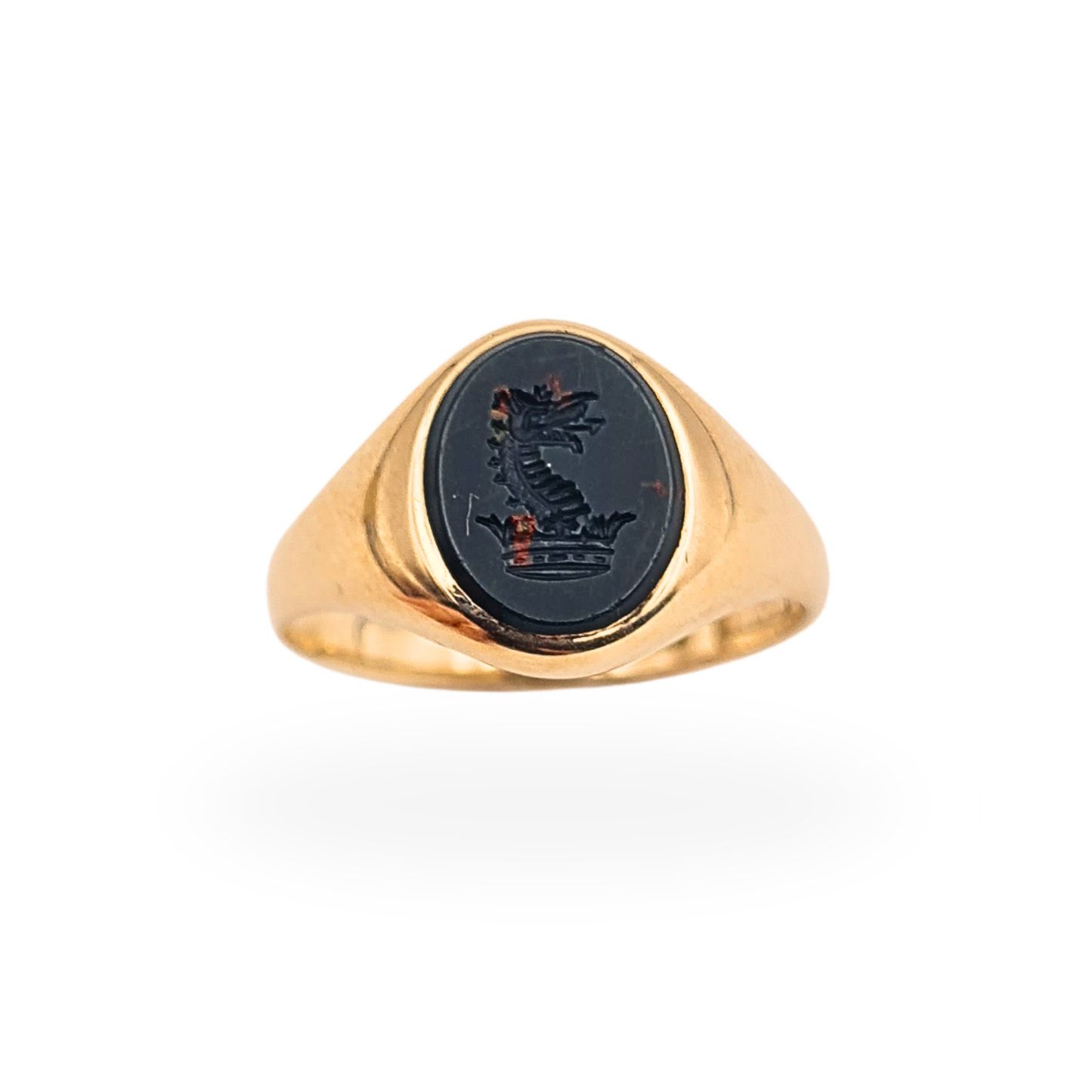 9ct Yellow Gold Dragon Crest Signet Pinky Ring UK L US 5.5 Birmingham