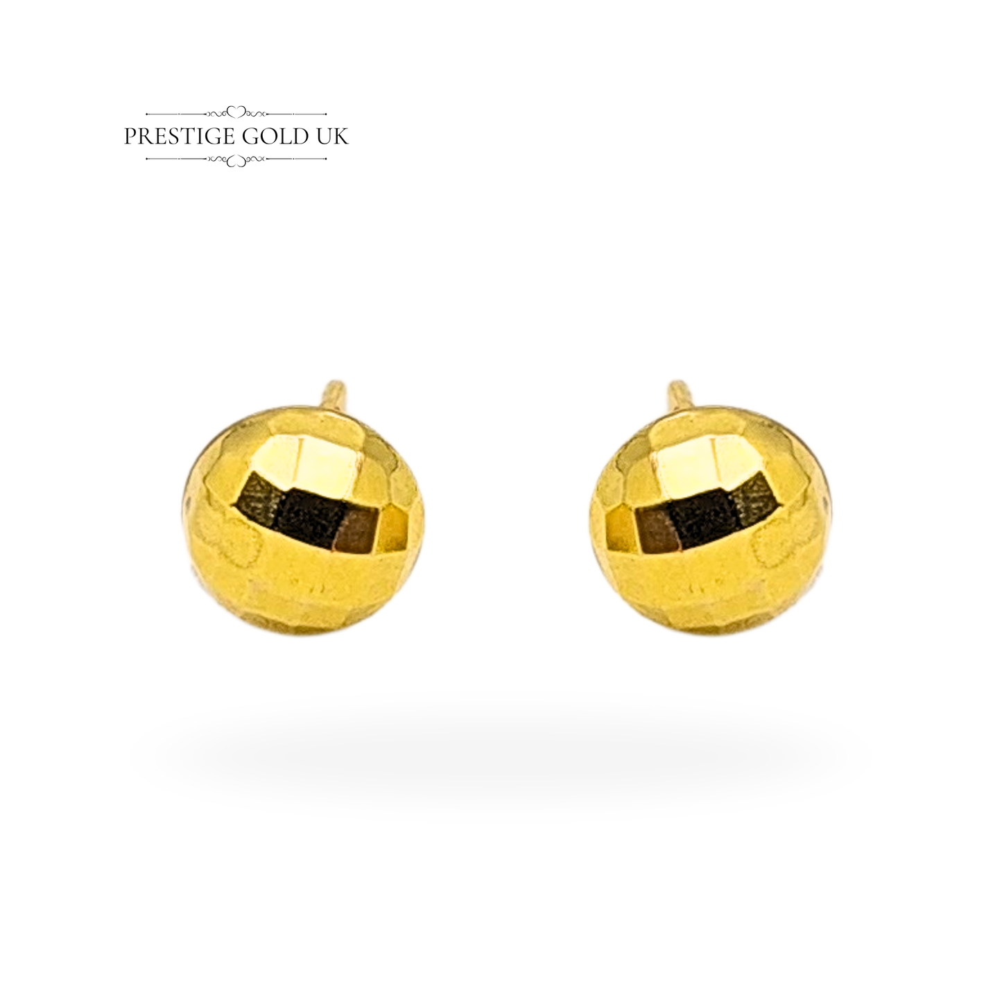9ct Gold Round Geometric Stud Earrings with Butterfly Backs