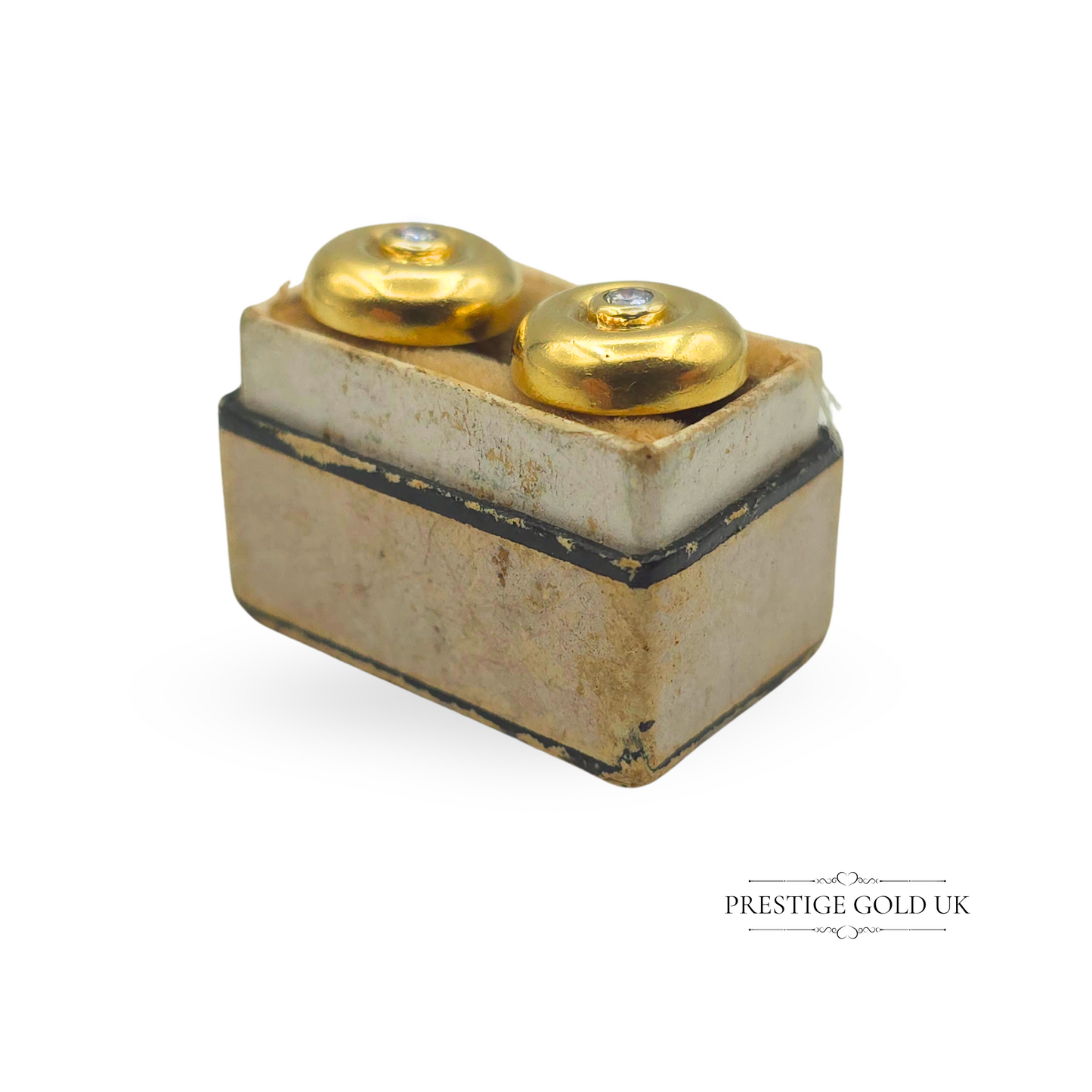 18ct Gold & Diamond Stud Earrings,  Hallmarked, 12mm Large Pebble Design