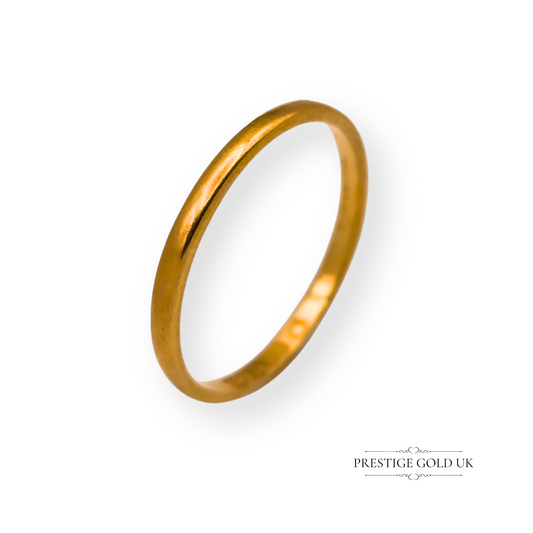 Vintage 22ct gold wedding band, 1.7mm wide with London hallmark dated 1947, delicate UK M / US 6 1/4 size slim gold ring, ideal for stacking or gifting