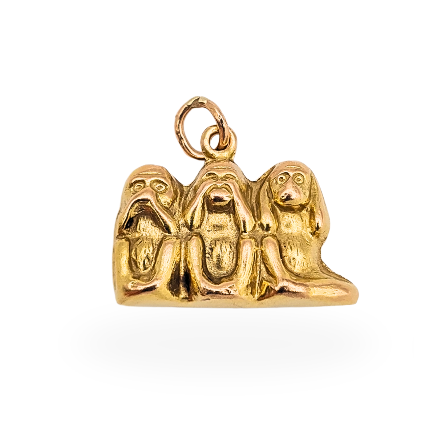 9ct gold three wise monkeys charm vintage hallmarked speak see hear no evil