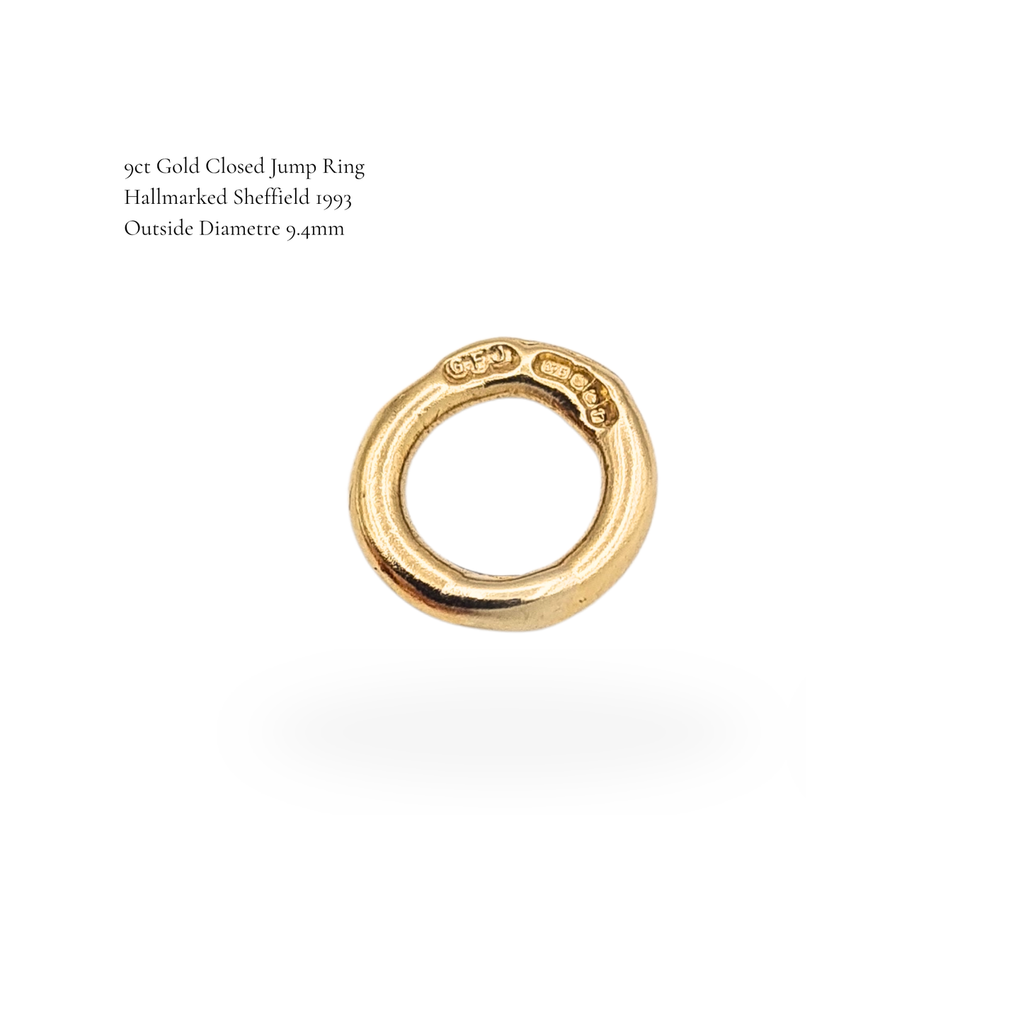 9ct Gold Large Closed Jump Ring Sheffield 1993 Solid Gold Connector
