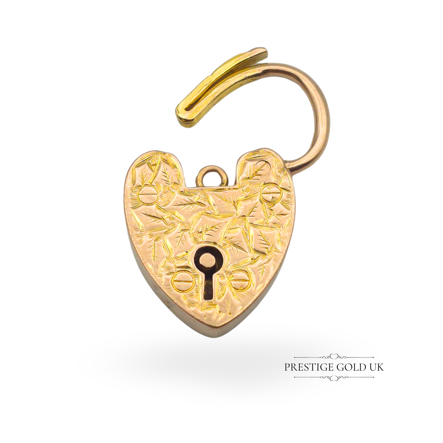 Antique William Lewis Engraved Heart Padlock 9ct Gold