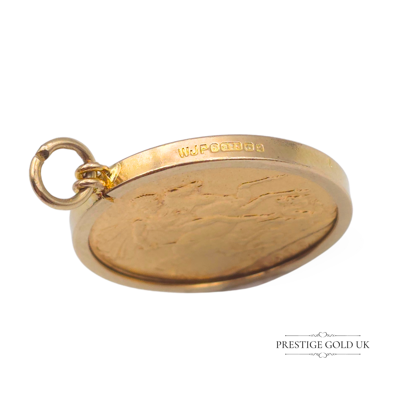 Vintage 9ct Gold Full Sovereign Holder Pendant, Fully British Hallmarked Birmingham 1990