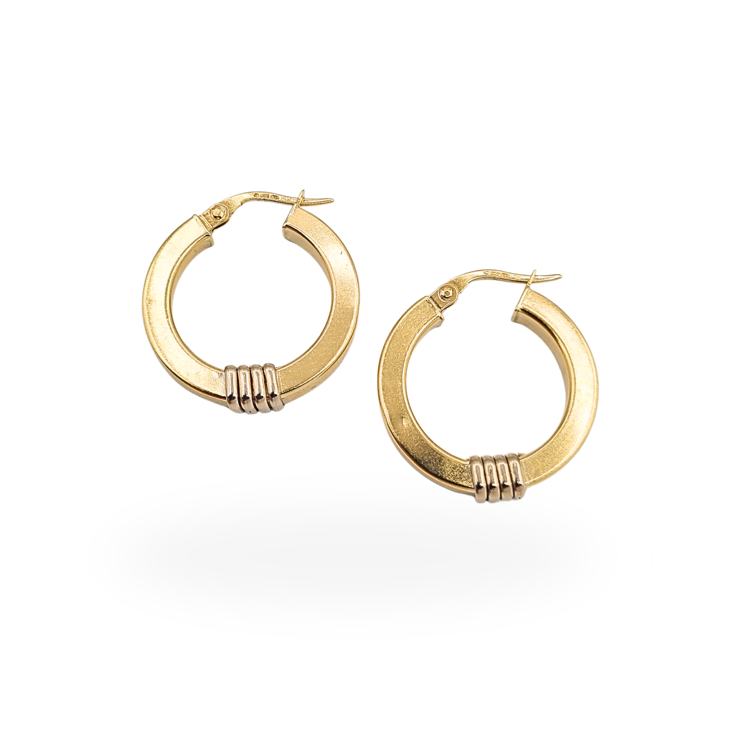 Clearance item 9ct Gold Round Hoop Earrings 21mm Flip Top Hoops