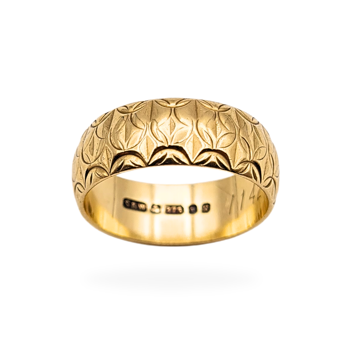 9ct Gold Engraved Band Ring, 1976 London Hallmark, Size N